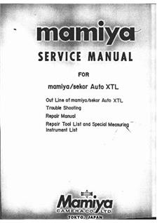 Mamiya Sekor Auto XTL manual. Camera Instructions.
